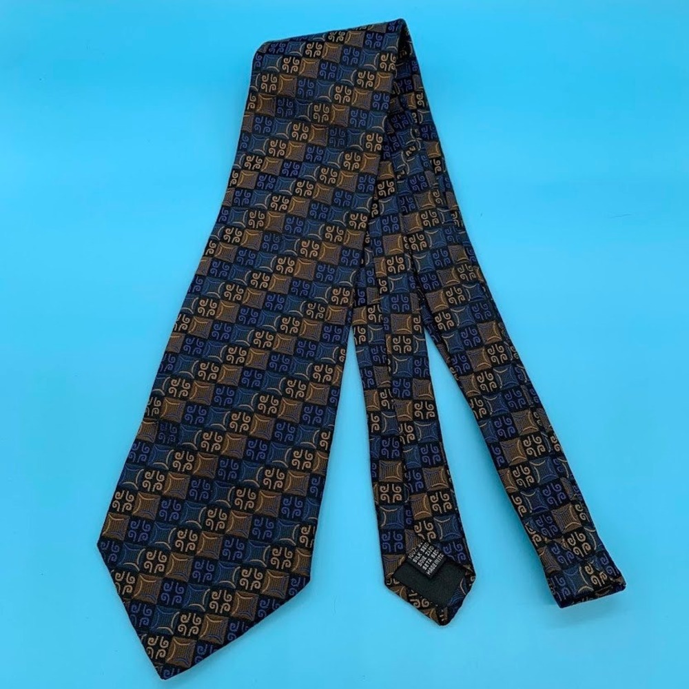 Emilio Romano Geometric Print Silk Men's Classic Neck Tie Made in Italy